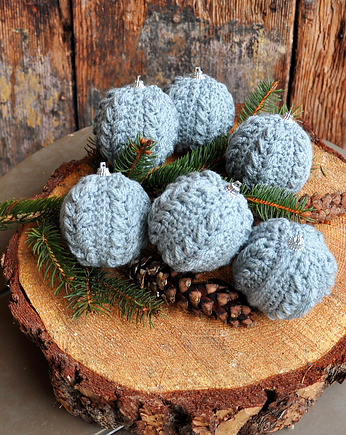 Szydełkowe bombki 6szt, mamuta