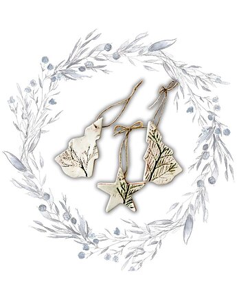 Zestaw Leśna trójca - 3 zawieszki ceramiczne na choinkę, annaflora