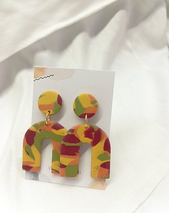 Kolczyki kola duże marmurek jesienny, Waszkamade