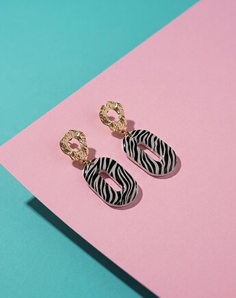 Niepowtarzalne kolczyki srebrne w zebrę, Twarda Sztuka