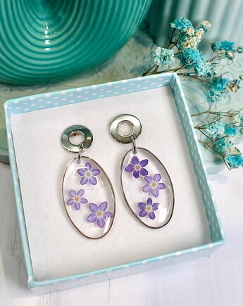 Kolczyki owalne niezapominajki, Mintique