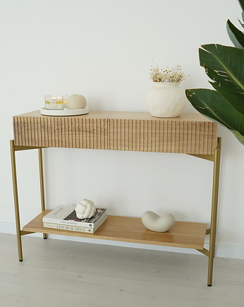 BONNIE- konsola z ryflowanymi szufladami i półką, Papierowka Simple form of furniture