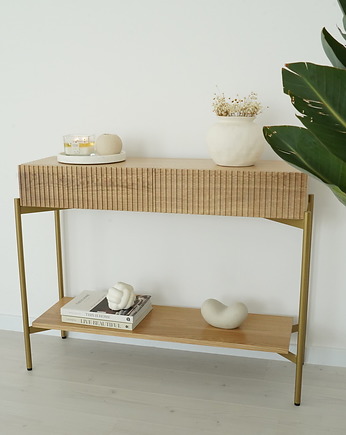 BONNIE- konsola z ryflowanymi szufladami i półką, Papierówka Simple form of furniture