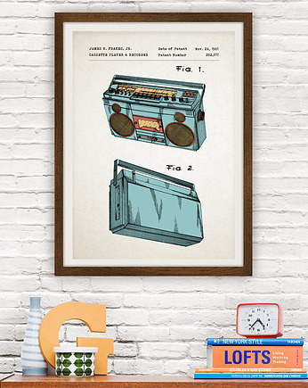 Plakat Magnetofon boombox - patent, minimalmill