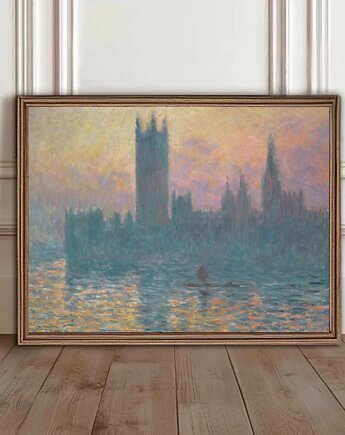 PLAKAT Monet, budynek parlamentu, sztuka ścienna, impresja, black dot studio