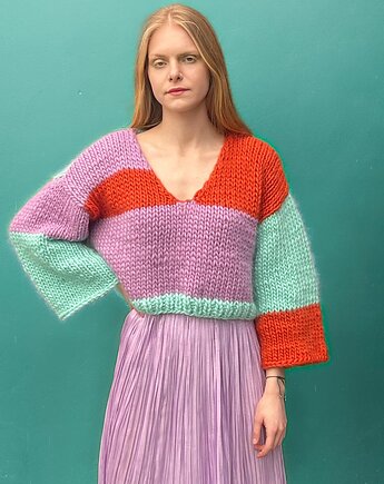 100% Merino sweter na drutach, PANAPUFA