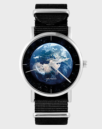 Zegarek - Ziemia - czarny, nylonowy, OSOBY - Prezent dla chłopaka na urodziny