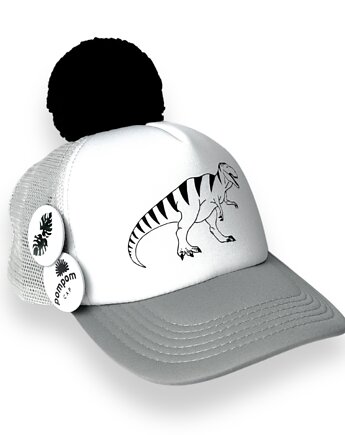 Szara czapka z daszkiem Pom Pom Cap T-rex, Pom Pom Cap