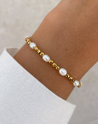 Bransoletka na gumce z hematytu z perłami Bella, Bring Biżuteria