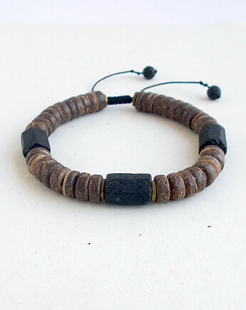 Turmalin i drewno kokosowe Bransoletka, galeria nuit