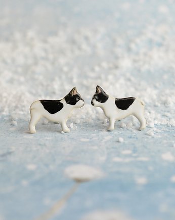 Buldog francuski mini- ceramiczne kolczyki, Dorca