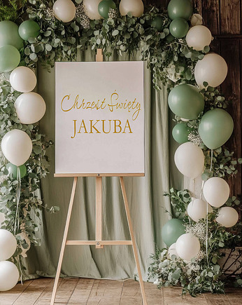 Naklejka na chrzest święty na ściankę imię dziecka 65x40 cm kolory, Magnetyczne Studio