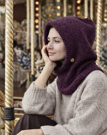 Ręcznie robiona balaclava miękki kapturokomin z alpaki i merynosa, splotomaniaa