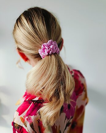 Gumka jedwabna, scrunchie, frotka powder pink MIDI, Capillum