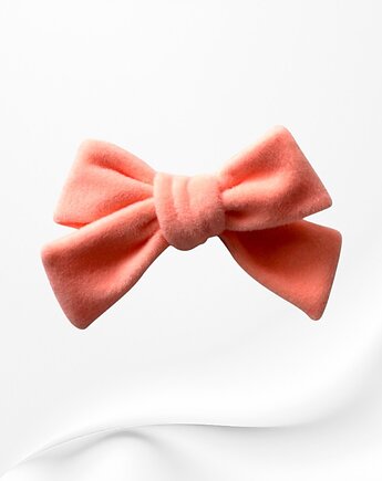 Spinka do włosów kokardka duża welurowa morelowy neon