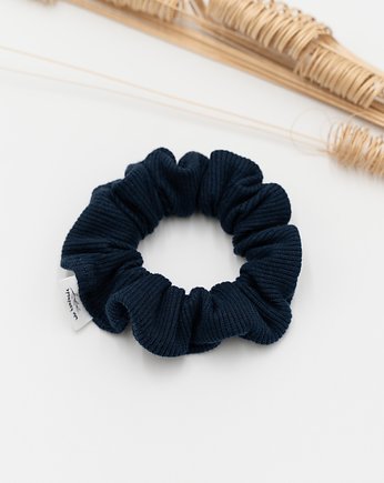 Scrunchie/frotka dzianina granatowa, wu handmade