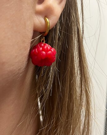 Kolczyki z maliną. Polimerowa glina. Handmade Polska, MariaPolymer