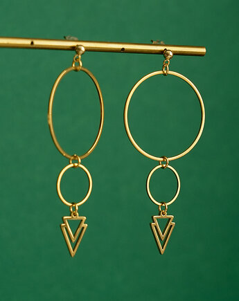Złote kolczyki geometryczne z trójkątami, AT NOON