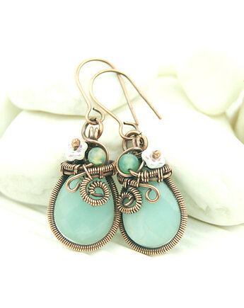 Kolczyki z amazonitem, Blue Pearl Art
