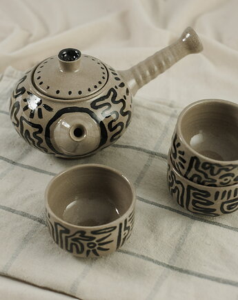 Zestaw do herbaty ceramiczny 1 czajnik + 2 filiżanki, Wet Spot Ceramic Studio