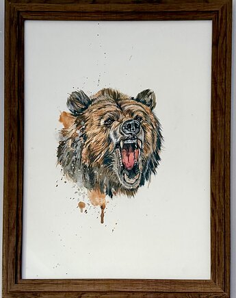 Ręcznie malowany obrazek " Niedźwiedź brunatny", ReinerArt