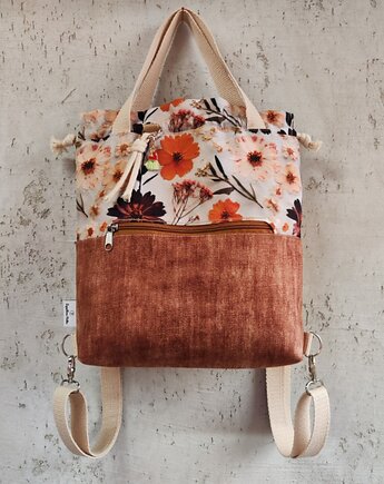 Plecako torebka 2w1 suszone kwiaty, Zapętlona Nitka