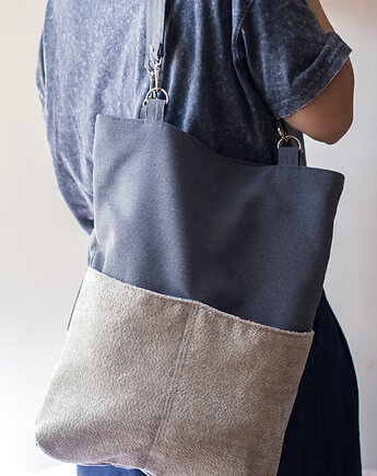 Duża szara torba na ramię, raspberi