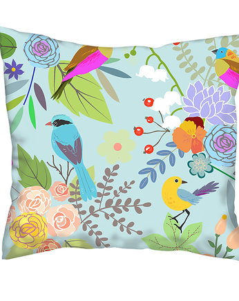 Poduszka full print, kwiaty i ptaki, Love Life and Forest