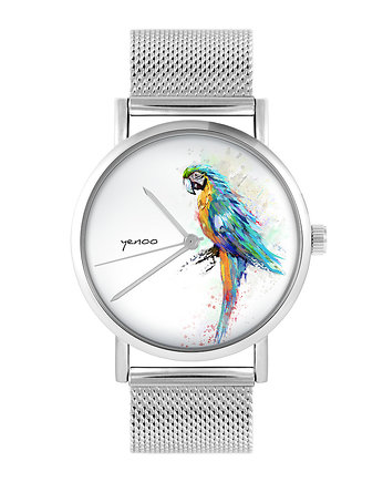 Zegarek - Papuga turkus - bransoleta mesh, OSOBY - Prezent dla męża