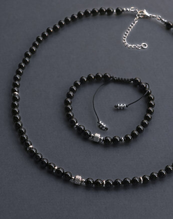 Męski komplet onyks i stal, AT NOON