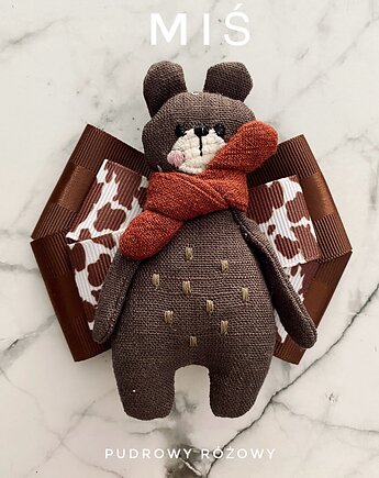 Artystyczna Brosza z niesamowitym Misiem! Pop Art  MIŚ, Pudrowy Różowy