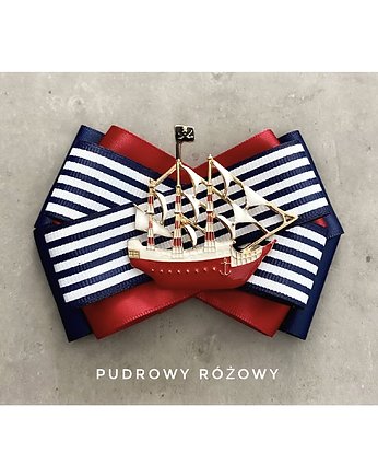 Brosza Marynarska ze Statkiem NEW, Pudrowy Różowy