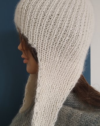 Czapka z uszkami  ecru, Knit Couture