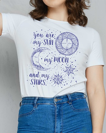 Koszulka organiczna z nadrukiem Sun, moon, stars, ART ORGANIC