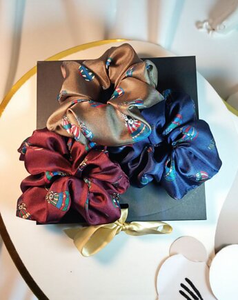 Scrunchie, jedwabne 3 gumki