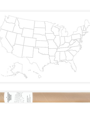 Plakat do Kolorowania Mapa USA Konturowa 50x70cm, Anna Grunduls Design
