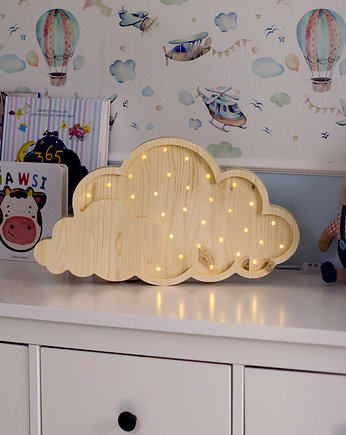 Drewniana lampka LED Chmurka, berco