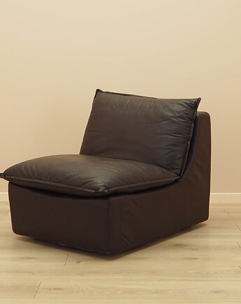 Fotel skórzany brązowy, włoski design, lata 60, produkcja: Włochy, Przetwory design