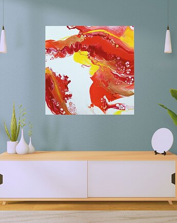 BLOODSTREAM ręcznie malowana abstrakcja 70x70 cm, Joanna Bilska
