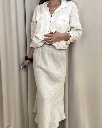 Spódnica lniana Beige maxi, SOLO moda