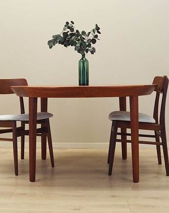 Stół okrągły tekowy, duński design, lata 60, Gudme M, Przetwory design