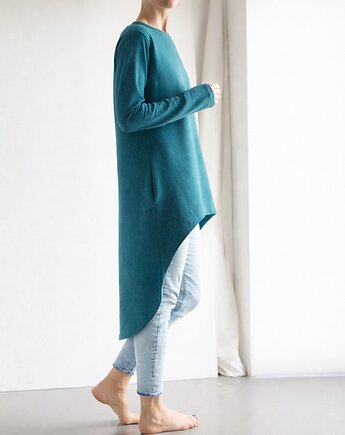 Sukienka Tunika dresowa Przód tył niebieski melanż, ONE MUG A DAY