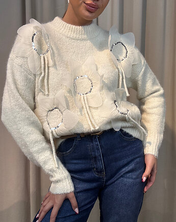 Sweter kwiat Ecru, SOLO moda