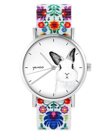Zegarek - Królik - folk biały, nylonowy, yenoo