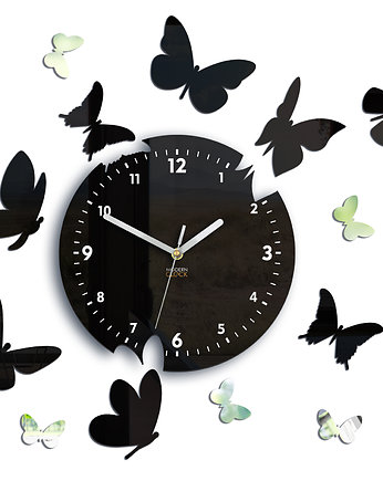 Zegar ścienny MOTYLE CZARNE  14 czytelny, ModernClock