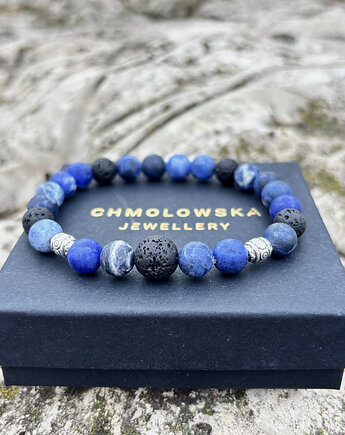 Bransoletka męska Sodalit i Lawa, Chmolowska Jewellery