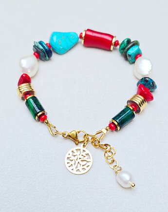 Bransoletka Koral z Perłą w Zieleniach, ILEA