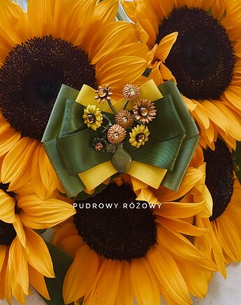 Artystyczna Brosza z niesamowitymi Słonecznikami New, Pudrowy Różowy