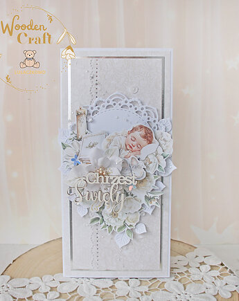 Kartka, pamiątka na chrzest, roczek, narodziny "Cherished Memories" GOTOWA, Lulaczkowo