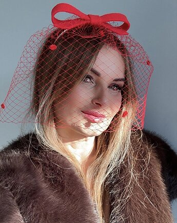Fascynator filcowy MIA  czerwony   /oraz inne kolory, MONIKA SAXTON LUXURIOUS MILLINERY